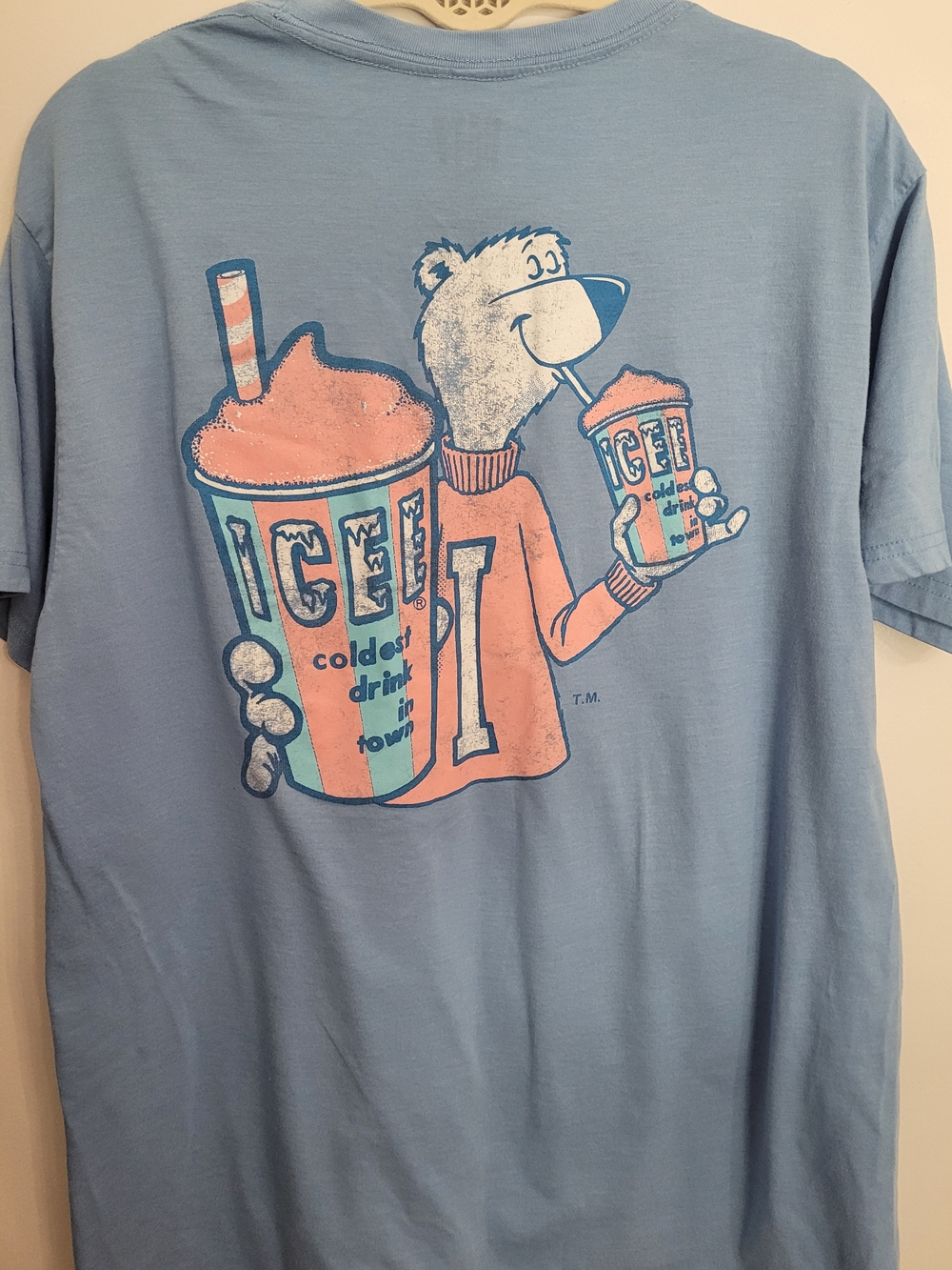 Men's Light Blue Short Sleeve Tee with Polar Bear ICEE Graphic